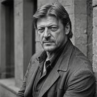 stylish portrait of Sean Bean, aged, detailed photography, Cotman s style