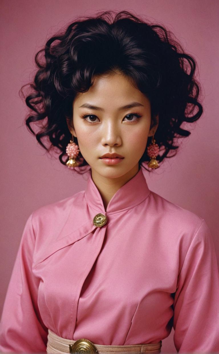 Exotic Vietnamese woman, Gregory Colbert style, twist out hair, buckles