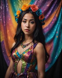 Dutch angle shot, Evil Chibi Opera Singer Seychelle Gabriel , resentfull, high detail