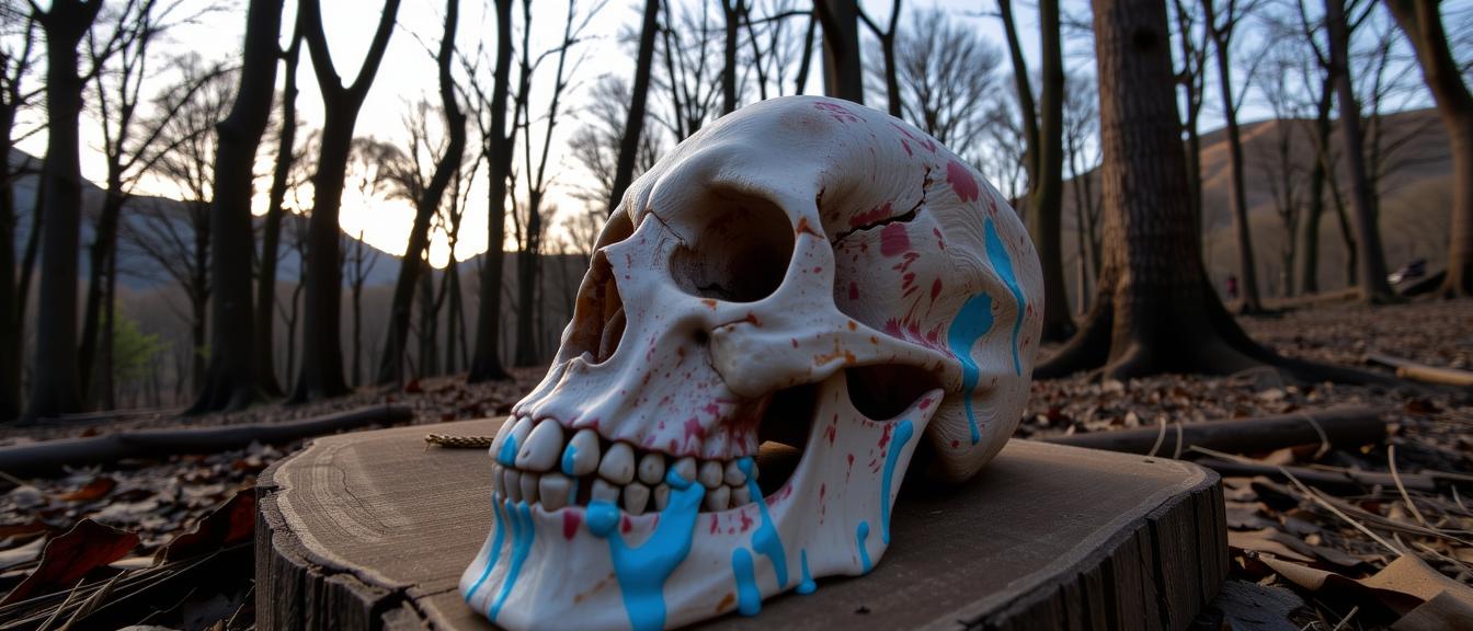 by Hassan Hajjaj , photograph, Teal theme , wide shot of a Heavenly Glamorous Hmong Skull of Cold
