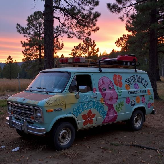 art by Brooke DiDonato and Thomas Leuthard , photograph, insane details, body shot of a Repulsive Bit Cuban Utility van