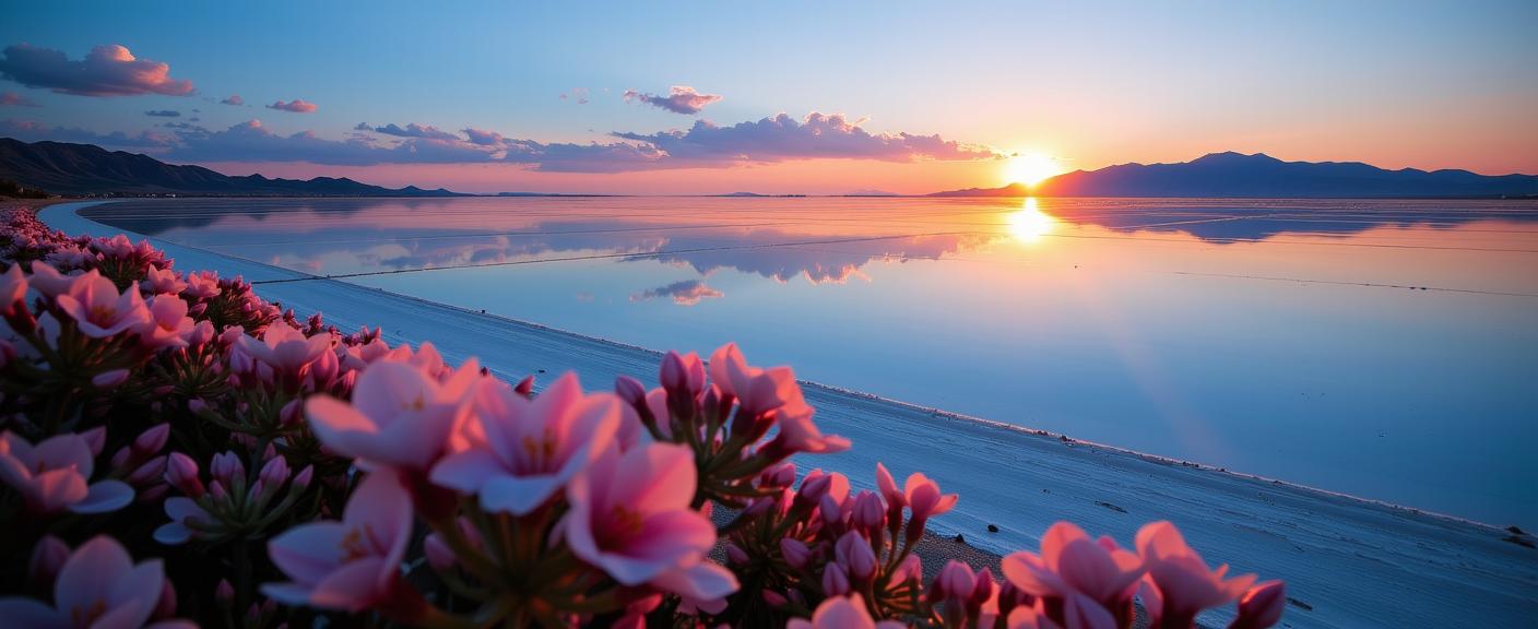 photograph, Flustered, award winning, landscape of a Smiling Popular Salt Flat from inside of a Georgia
