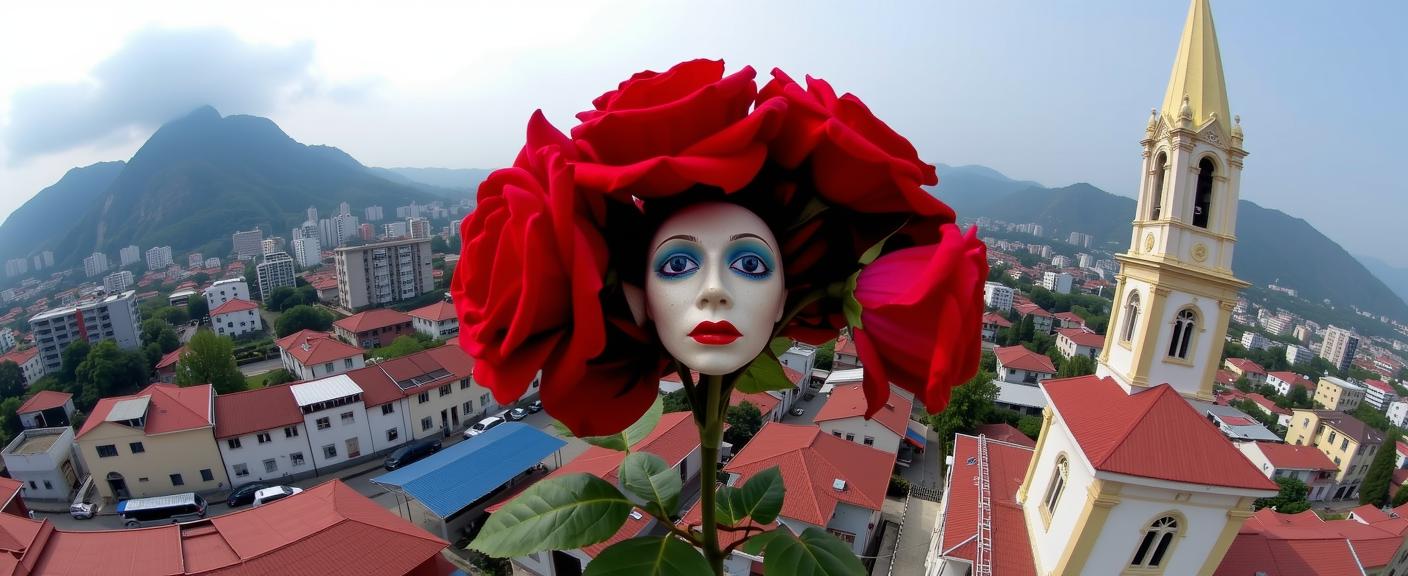 photograph, surreal, medium close up shot of a Pressured Fitted Bangladeshi Roses , it is forged by H M