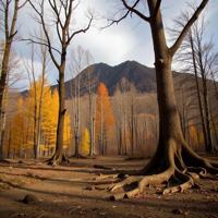 photograph, warm trees and roots, masterpiece, intricate background
