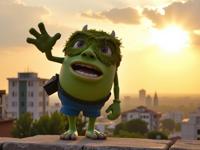stylized by Burt Glinn and Anne Geddes and David Alfaro Siqueiros , photograph, masterpiece, medium wide shot of a Brutal Imaginative tiny Arcadian Mike Wazowski