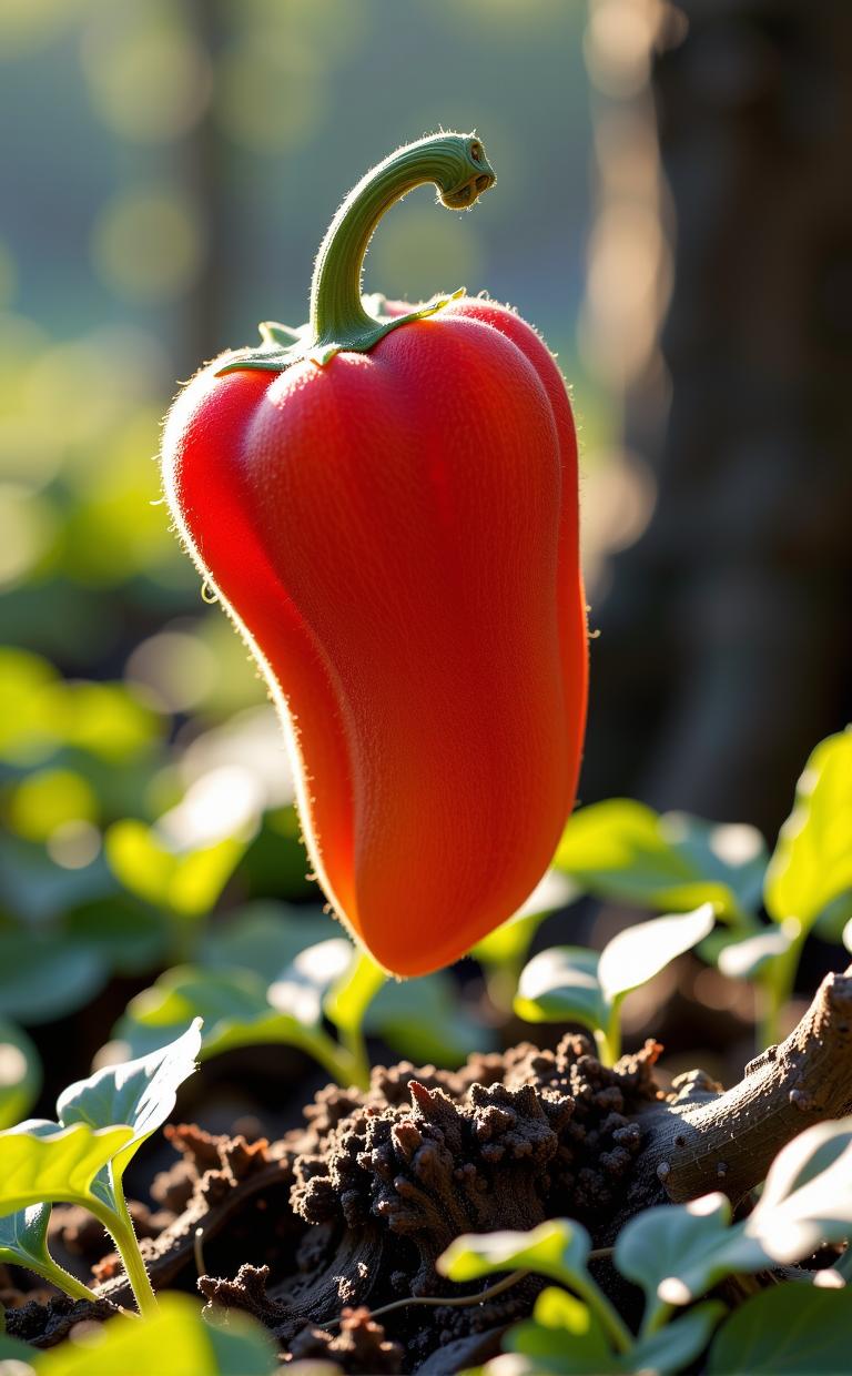 designed by Hans Bellmer and Alvin Langdon Coburn , photograph, fairy tale, side profile of a Corporate Punk Tiny New Wave pepper