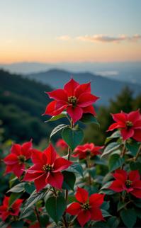 photograph, flawless, medium shot of a Bulgarian Poinsettia , it is very Tragic and Striking