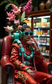 photograph, Happy, cinematic shot of a tall Tribal Wulan , she is very Small and Styled