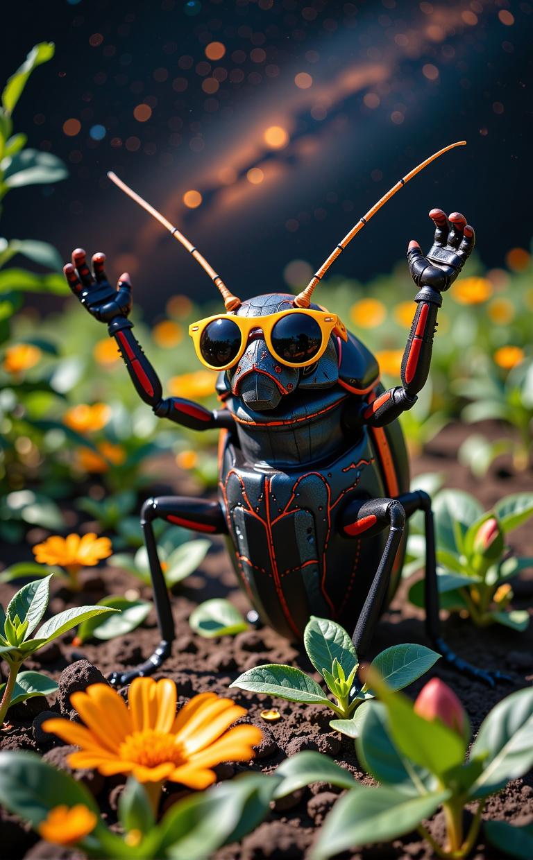 photograph, charming, full body shot of a Synthpunk Mesmerizing large Empire Giant Water Bug , it is doing Pilates