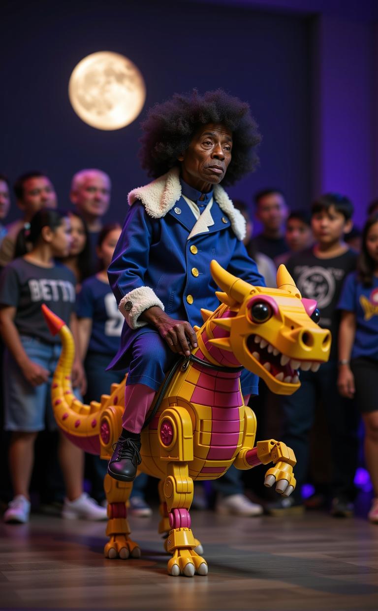 photograph, award winning, wide shot of a S Fur collared year old small Indonesian Spike Spiegel , he is riding a Brick dragon