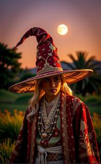 photograph, elegant, Studio shot of a Samoan Wizard hat of Experience , it is very S Suburbia and Glowing