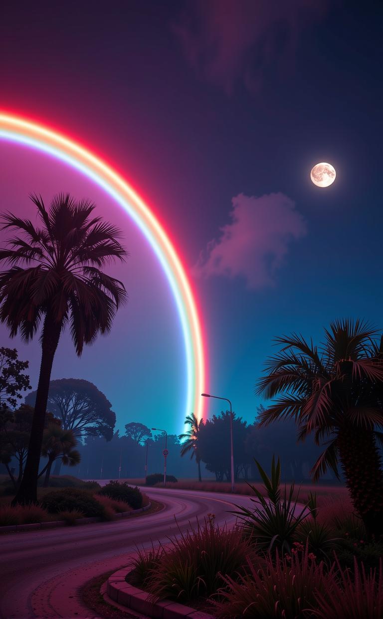 by Eve Arnold and Liam Wong , photograph, surreal, High exposure of a Argentinian Rainbow