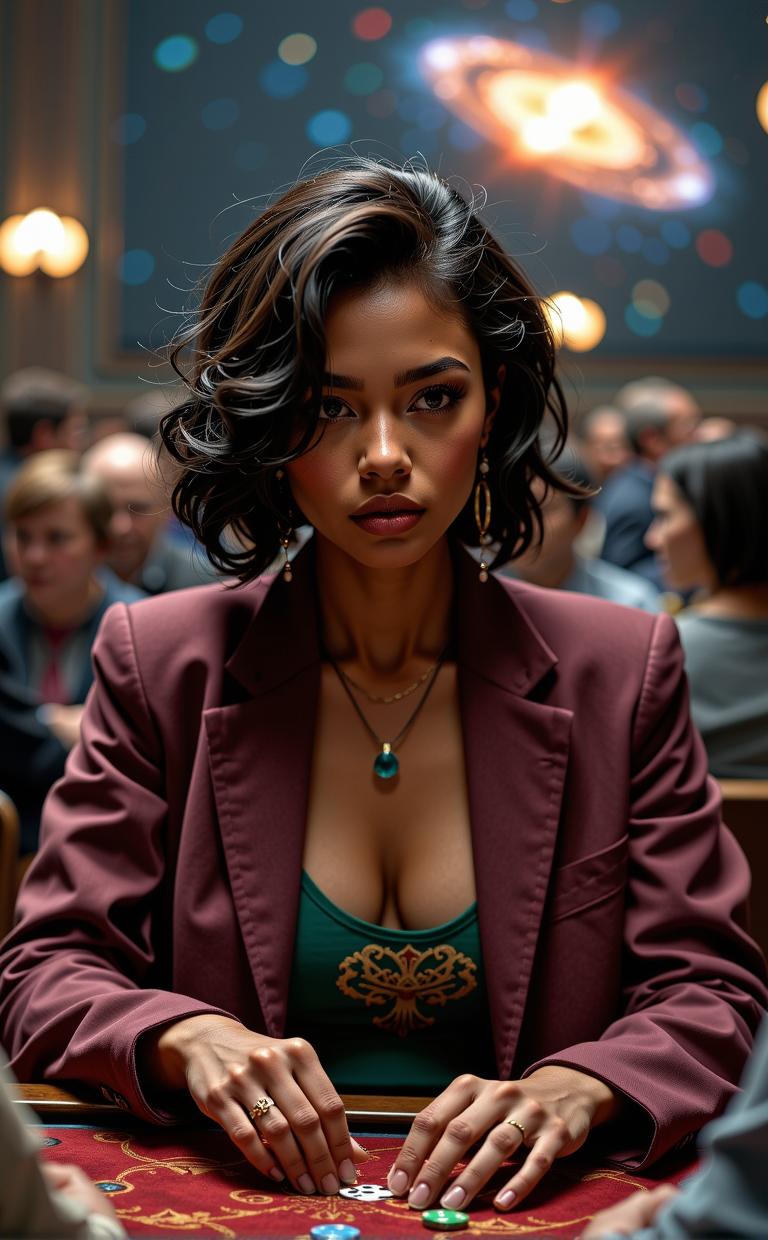photograph, crowded fauna and Supernova in background, concept art, professionally shot of a Intwined Rubbery hourglass figure Somali Girl