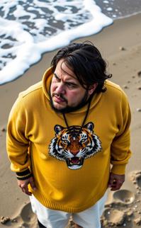 by Gabriel Metsu and Nan Goldin and Tyler Rayburn , photograph, Golden ratio, aerial shot of an obese Slovak Guy of Mana