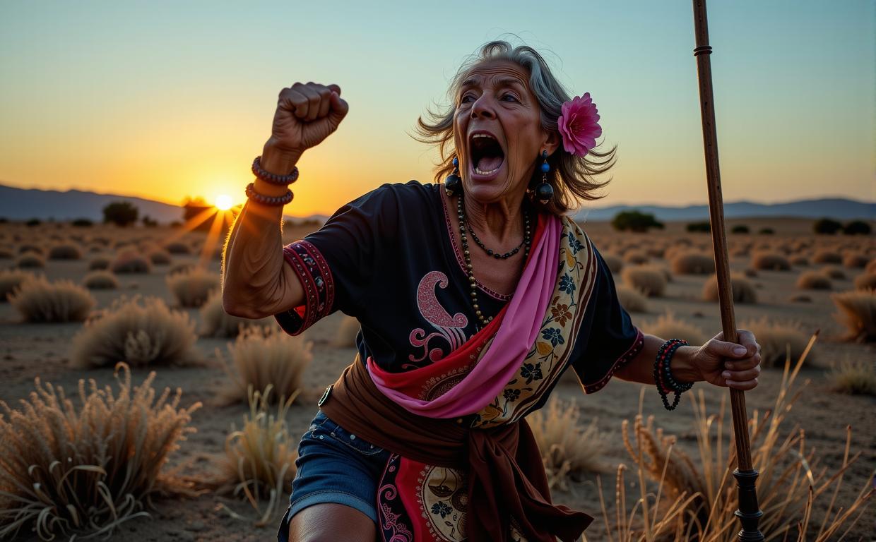 stylized by Deirdre Sullivan Beeman and Frieke Janssens , photograph, stylized, upper body shot of a Frail Accomplished slender traditional Bedouin Grandma