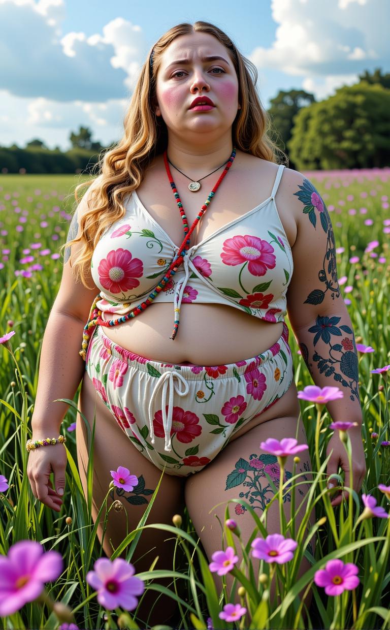 photograph, concept art, full shot of an overweight Scottish Beastmaster Female Mummy , the Girl is very Meandering and Baggy