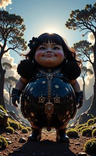 designed by Polixeni Papapetrou , photograph, masterpiece, POV shot of a fat Emo Female Ogre Detective