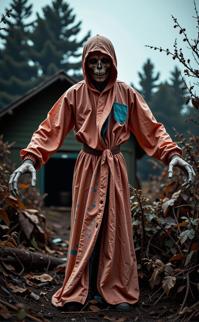 photograph, fairy tale, long shot of a Peach Ethiopian Scarecrow , it is very Beautiful and Controversial