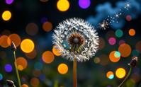 photograph, best quality, Long exposure of a Celtic Dandelion , it is very Instinctive and Celestial