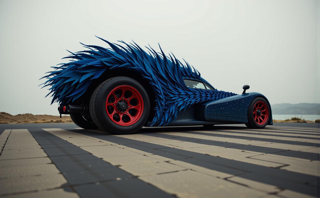 designed by Debbie Fleming Caffery and Edward Steichen and Rene Burri and Thomas H fner , photograph, Rule of Thirds, medium shot of a Hopeless Upside down Irish hypercar