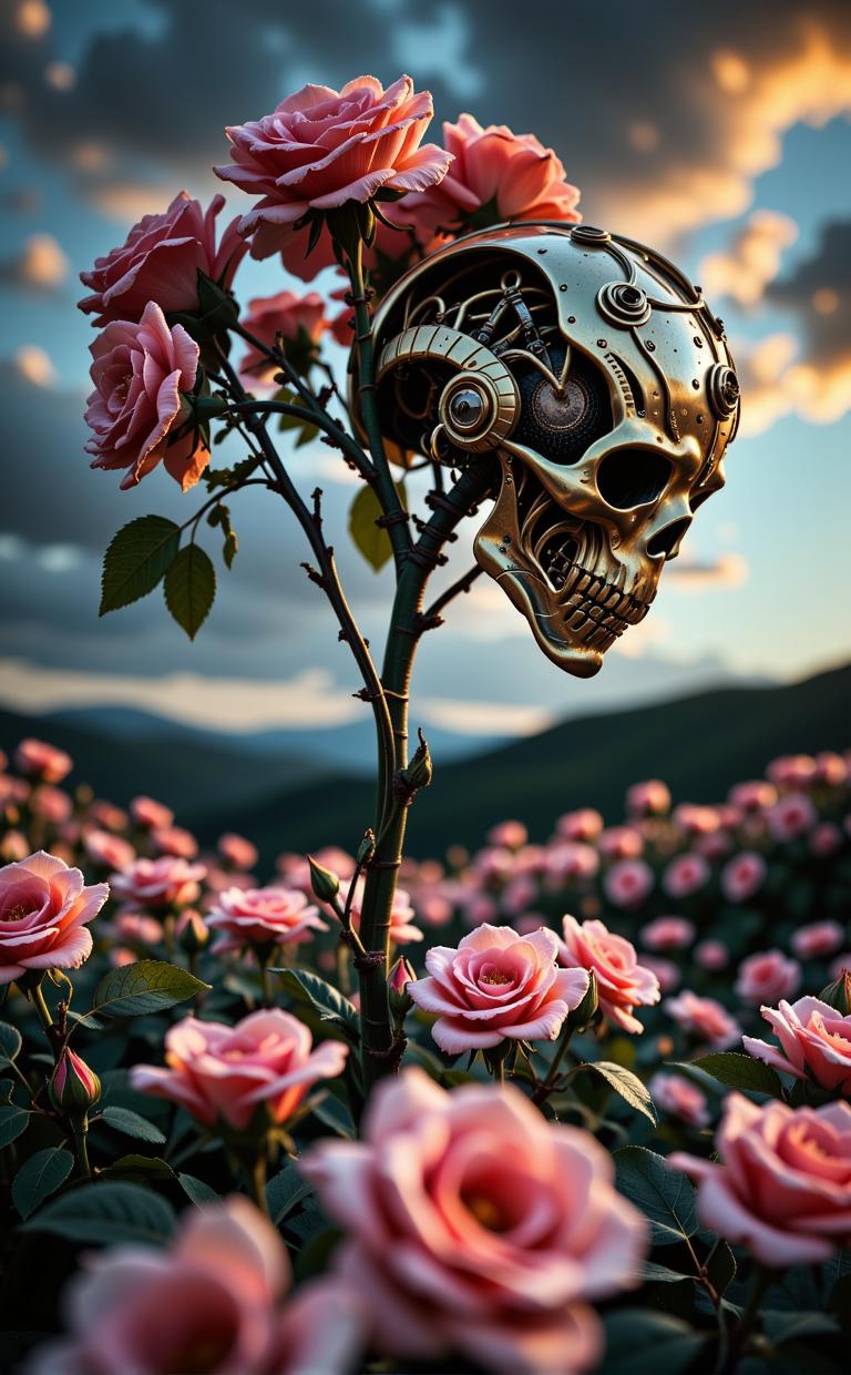 art by Oleg Oprisco , photograph, fairy tale, low angle shot of a Rickety Elusive Metalhead prune