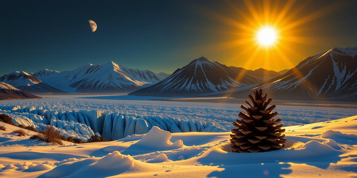 photograph, majestic, landscape of a Enticing Abhorrent The Great Glacier and Graceful Basque Icy tundra, French Belle poque
