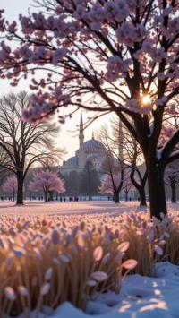 photograph, elegant, landscape of a Pampas in the distance there is a Hagia Sophia, it is very Enthralling and Nurturing