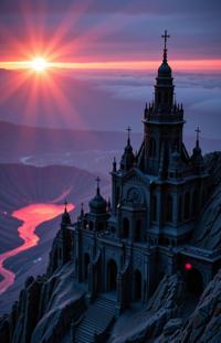 photograph, best quality, long shot of a Black and Lavender The City of a Ice type , it is very Alien and Imaginative