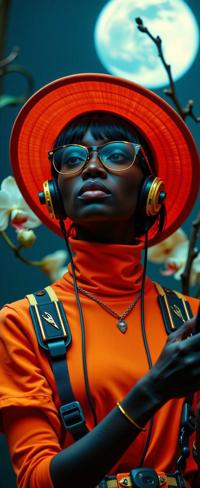 photograph, Photorealism, urban art, extreme close up shot of a noir Gigantic flyweight traditional Ivorian Khlo Kardashian Godess hybrid