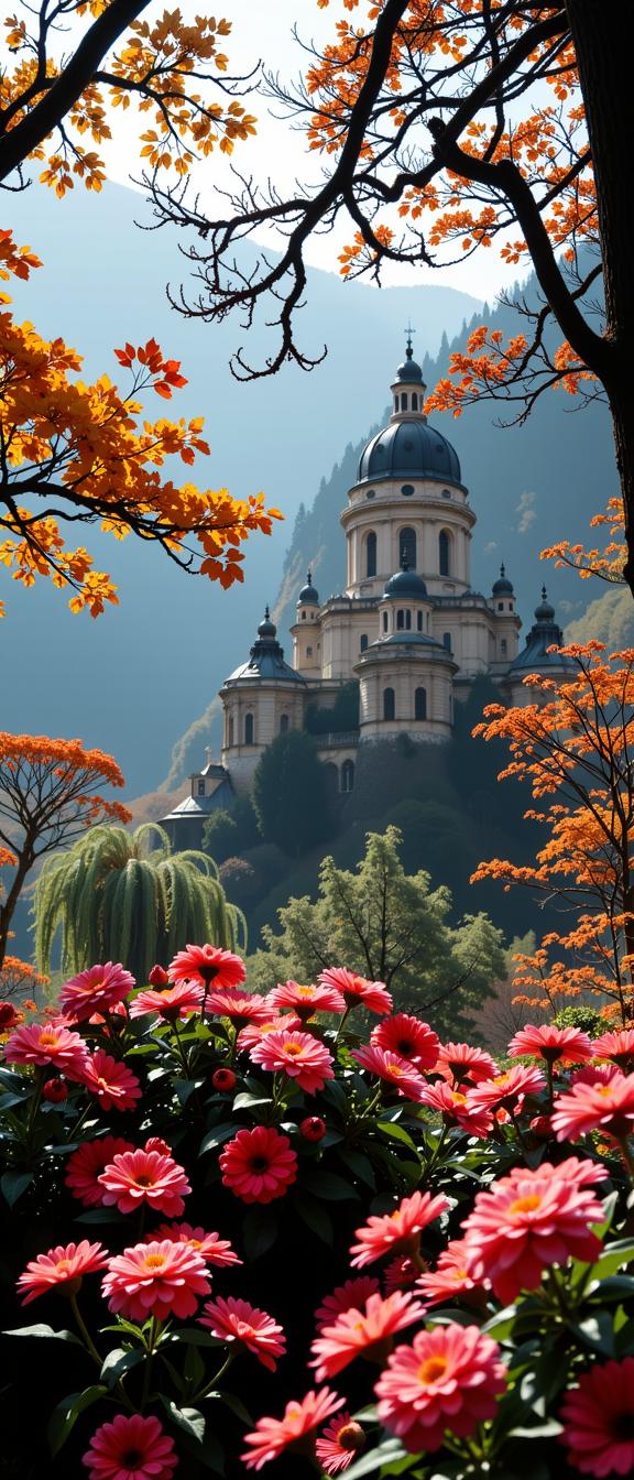 designed by Fay Godwin and Tyler Rayburn and Lewis Morley , photograph, insane details, landscape of a Hyperpop Wretched Salzburg from inside of a Autumnal woodland