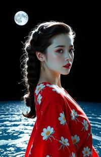 stylized by Sandy Skoglund and Andre de Dienes and Matti Suuronen and Edward Steichen , photograph, concept art, wide angle of a High fashion S flyweight Neo Tokyo Female Plain Jane