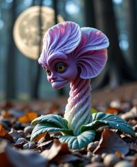 photograph, concept art, medium close up shot of a Biomorphic Majestic Congolese Violet , it is anthropomorphic with a face