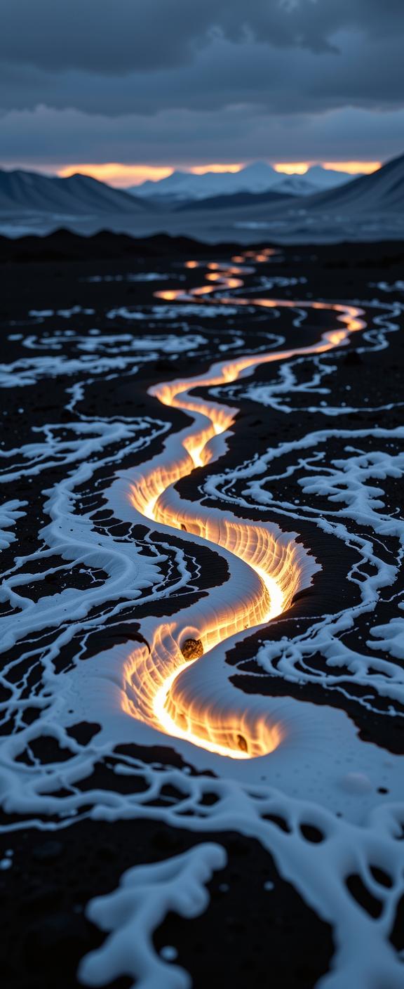 by Saul Leiter and Greg Girard and Balcomb Greene and Steve Sack , photograph, Cream lava pit with Twig, intricate background