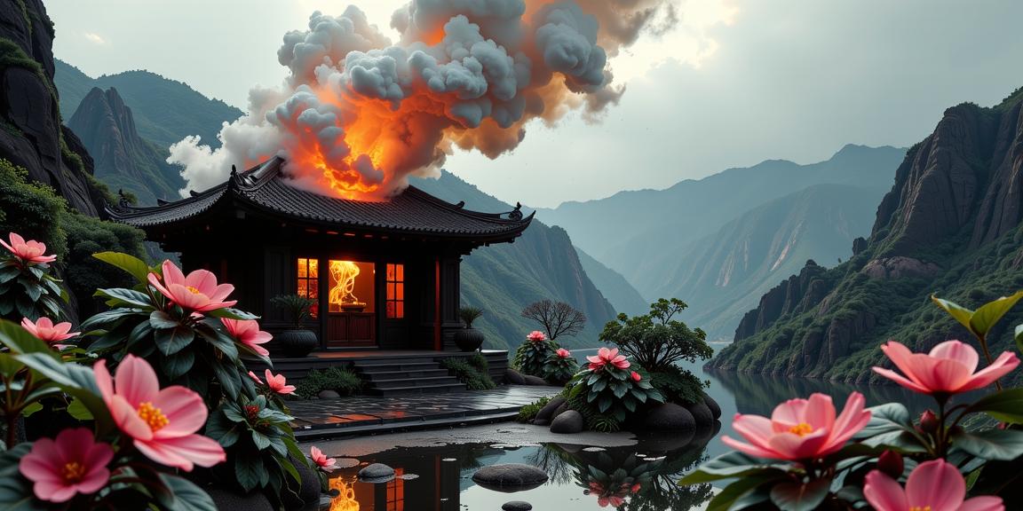 designed by Melvin Sokolsky and Ezra Stoller and Tami Bone , photograph, Alabaster explosions, landscape of a Multi tiered Flowery Realm of Black Magic and Grouchy traditional Croatian Magic mirror