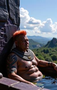 by Norman Parkinson , photograph, insane details, close up shot of a heavyset Aztec Male Mentat