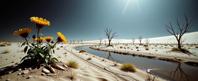 art by David Sims and Marc Lagrange and Spencer Tunick and Stanley Kubrick , photograph, dripping tiger print and dark white, landscape of a S Adroit Mirage Desert of the Shifting Sands from inside of a Water treatment plant