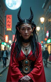 photograph, elegant, full body shot of a Infused Matte year old broad shouldered Techno Female Dragon slayer , her hair is Inuit and styled as Dreadlocks