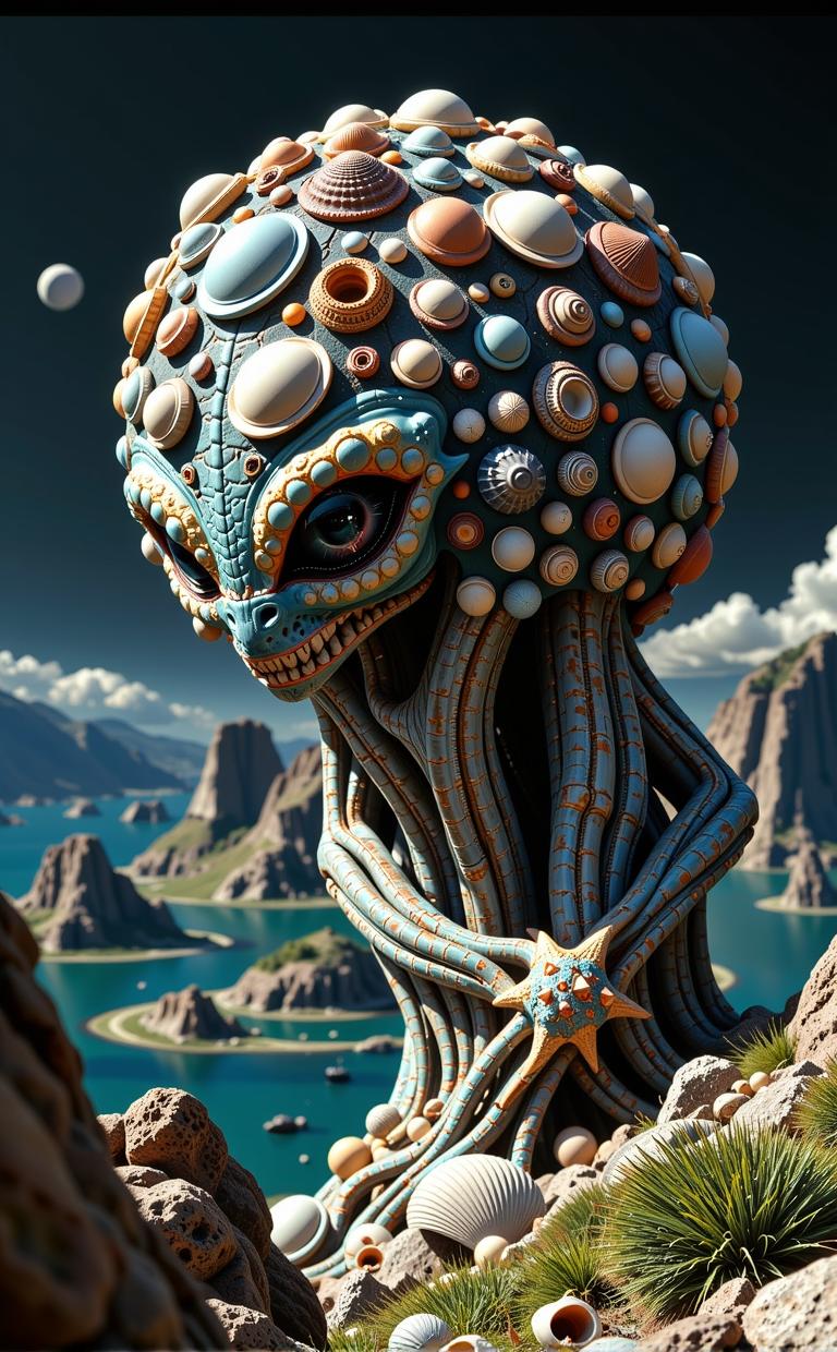 photograph, Nu Goth Art, poster art, medium close up shot of a traditional Urban Alien planet