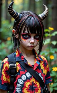photograph, surreal, extreme close up shot of a Demoscene Fruit Flavored petite Salvadoran Fatou , she is dressed up as Pluto character