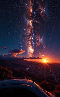 photograph, Lively, fairy tale, low angle shot of a Scottish Globular cluster
