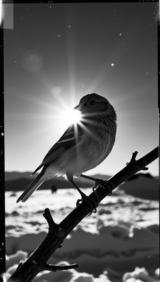 art by Zena Holloway , photograph, elegant, shoulder level shot of a Conscious Intwined Finch