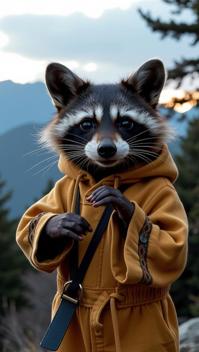 by Alvin Langdon Coburn and Arthur Tress and Louis Faurer , photograph, intricate background, extreme close up shot of a Textile Calming slender Vintage Raccoon Vulcan hybrid
