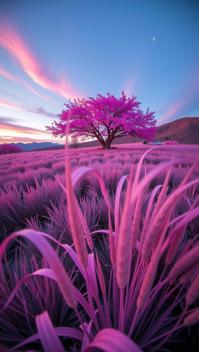 photograph, stylized, wide angle of a Sprawling Retro The Ghost of Belief , fluorescent pink fauna and grass