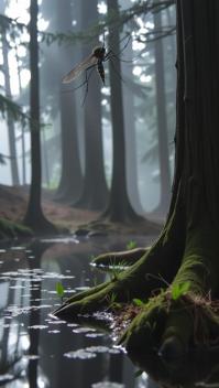 by Aliza Razell , photograph, Draped woods and pond, majestic
