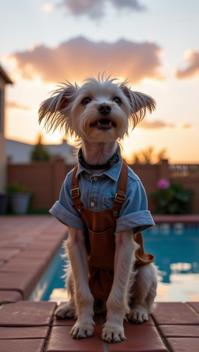 photograph, s Art, intricate background, Studio shot of a Glitchcore Sensual skinny Peruvian Maltese Puppy Blacksmith