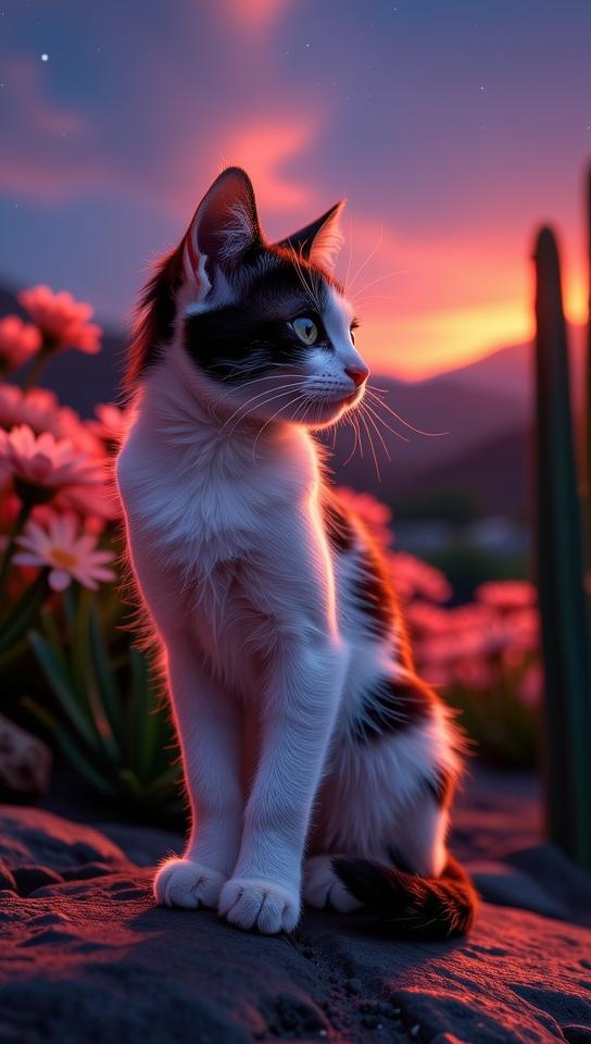 stylized by Julie Blackmon , photograph, concept art, side profile of a Ravishing Voyeuristic Japanese Bobtail Kitten of Logarithm Heron hybrid