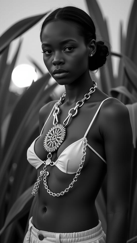 by Alfred Eisenstaedt and Geof Kern , photograph, stylized, body shot of a White and Silver Chaoslace