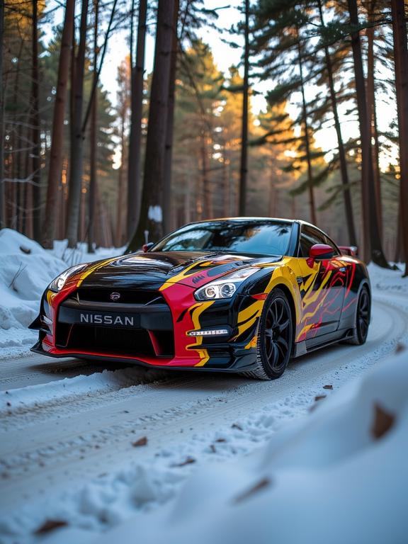 colorful Airbrush painting, Technopunk, Mystical, Sharp focus of a Bugcore Superficial Huguenot Nissan