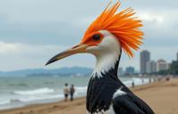 vibrant breathtaking, intricate background, modelshoot style shot of a Britpop Large head of a American Oystercatcher , de dia los muertos Puerto Rican background