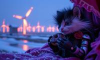 realism art designed by Pegi Nicol MacLeod and Catherine Nolin and William Nicholson and Andy Fairhurst , fantasy Ultraviolet Photography of an intricate details, tiny Ethiopian Azurill Humanitarian, it is very Fur Trimmed and noir